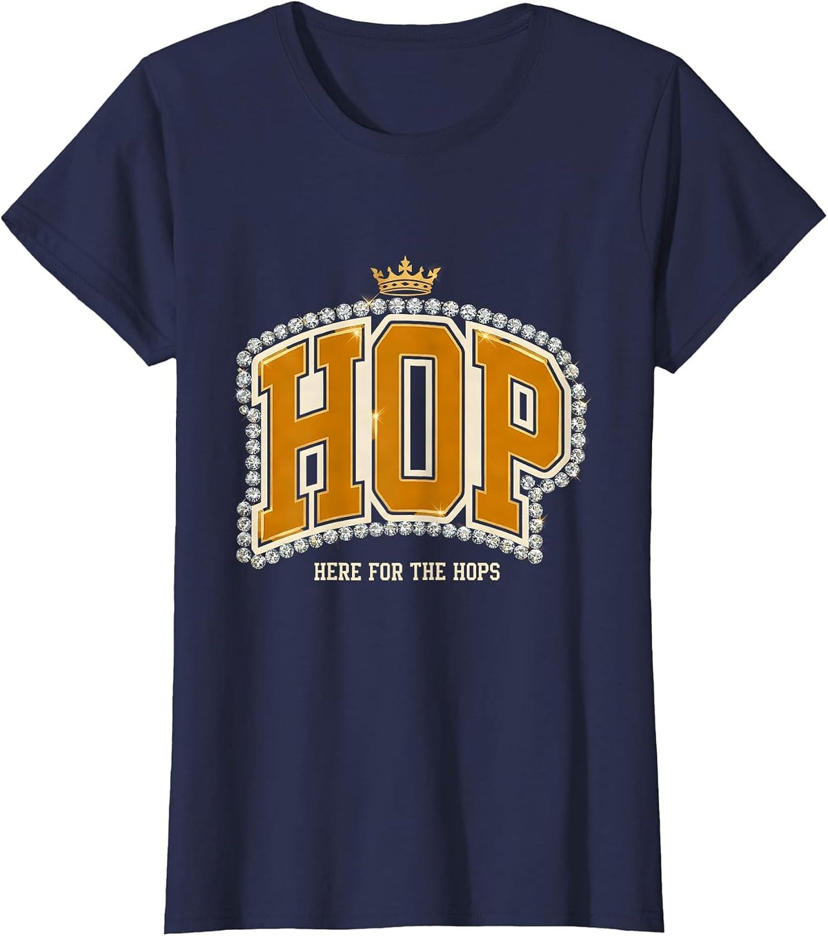 Women's Here for the Hops Oktoberfest Beer Design T-Shirt - Navy Blue