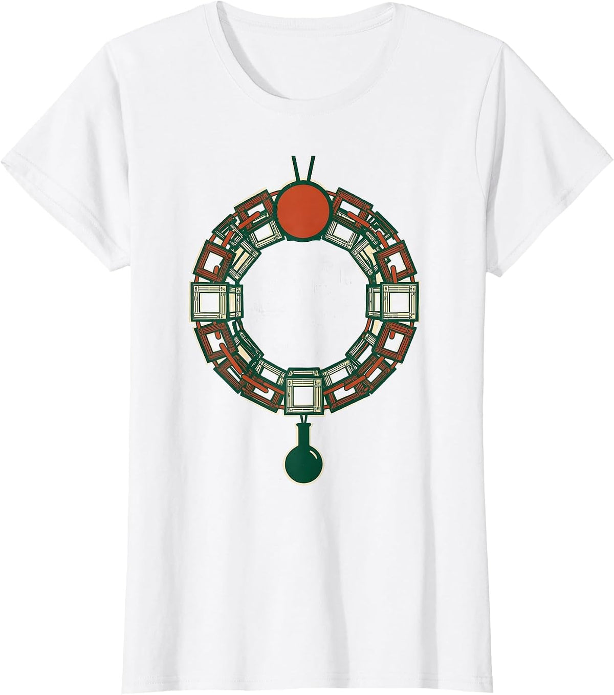 Periodic Table Wreath Nerd Science Humor Gift T-Shirt - White