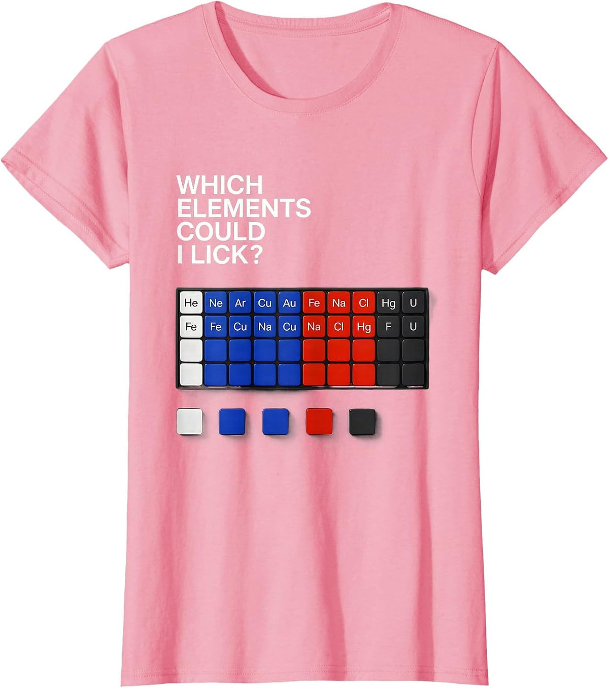 Women's Which Elements Could I Lick Funny Periodic Table Science T-Shirt - Pink