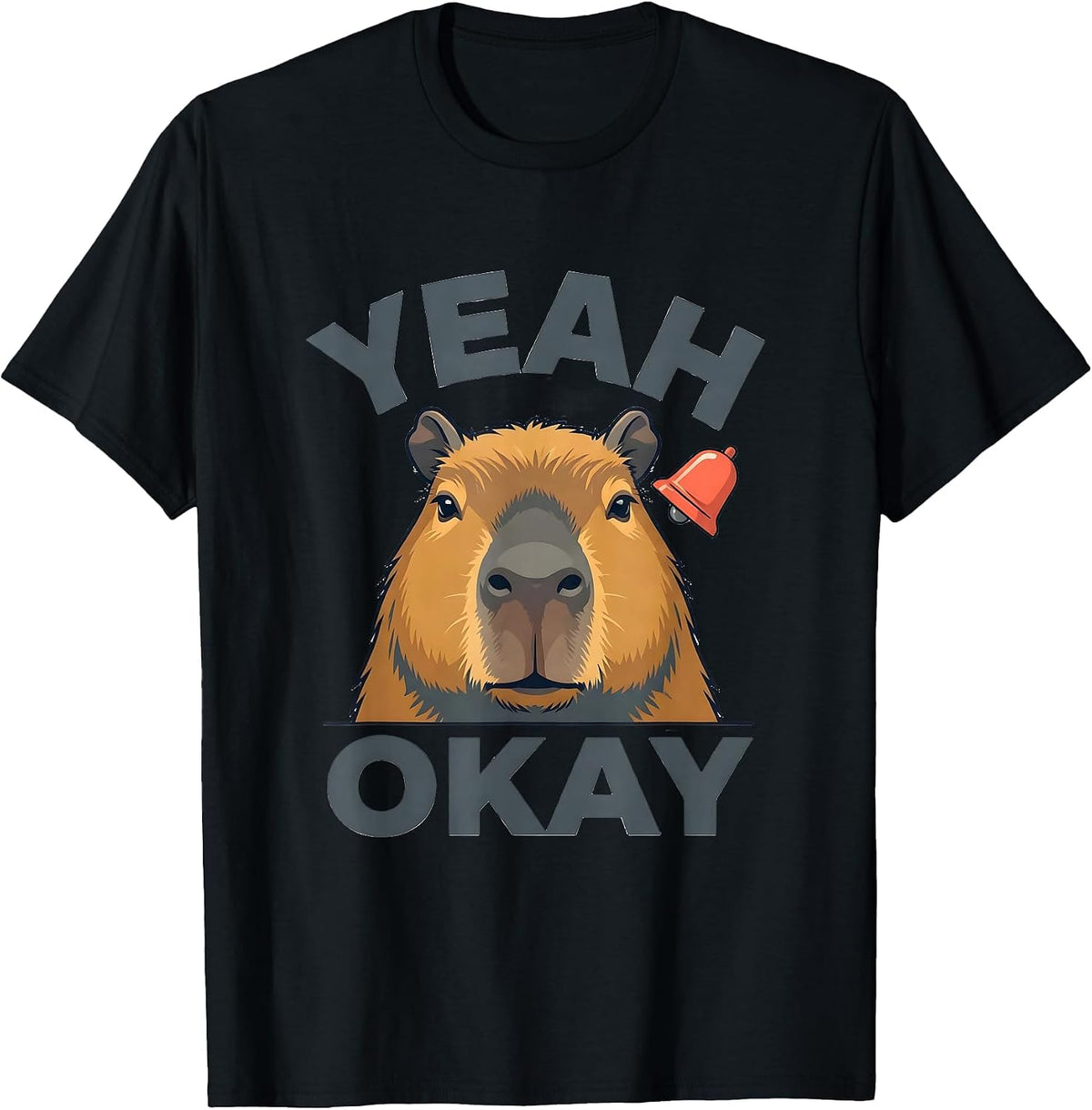 Men's Yeah Okay Flat Vector Capybara Meme Animal Humor T-Shirt - Black