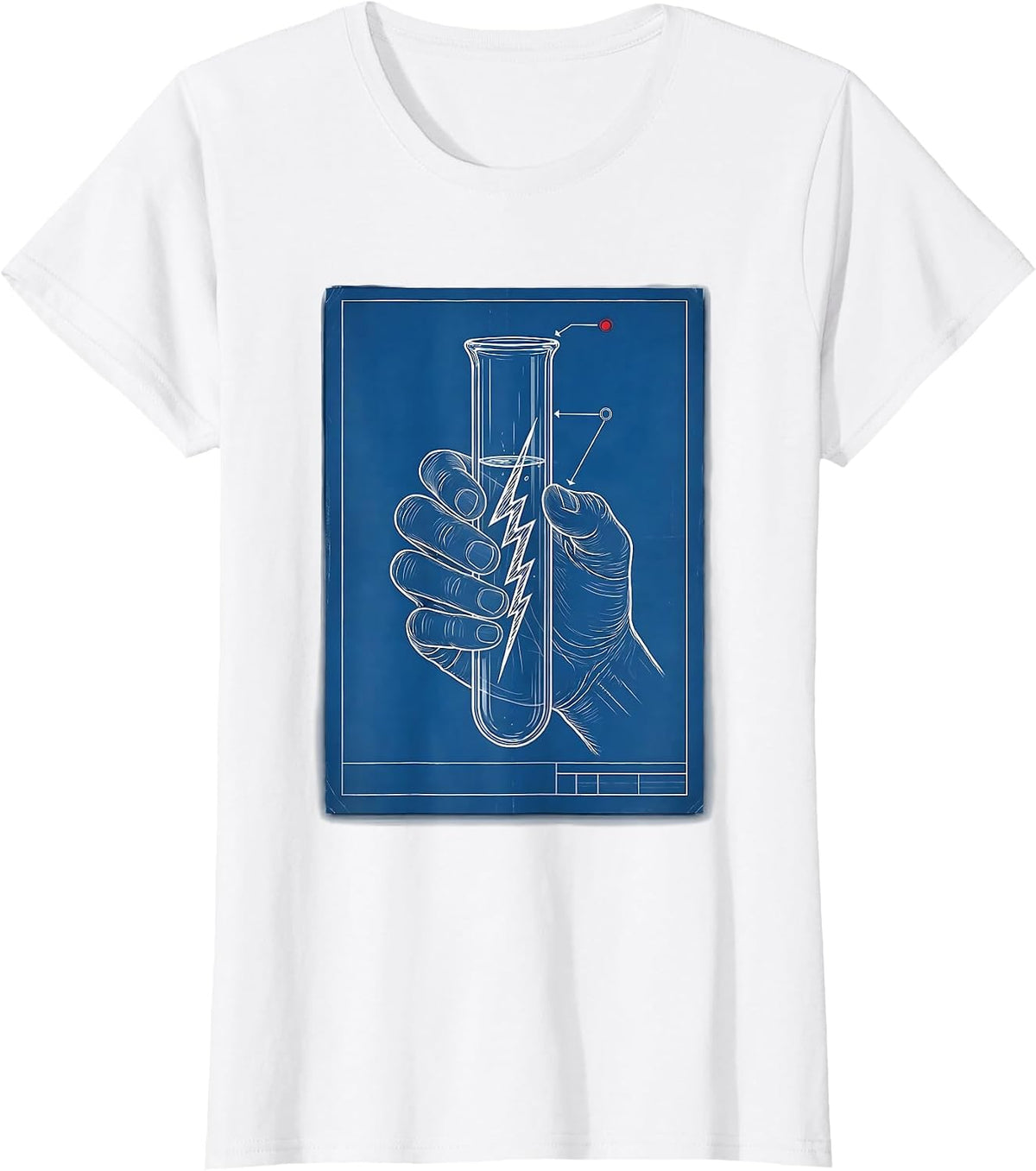 Science Teacher Hand Test Tube Lightning Bolt Graphic T-Shirt - White