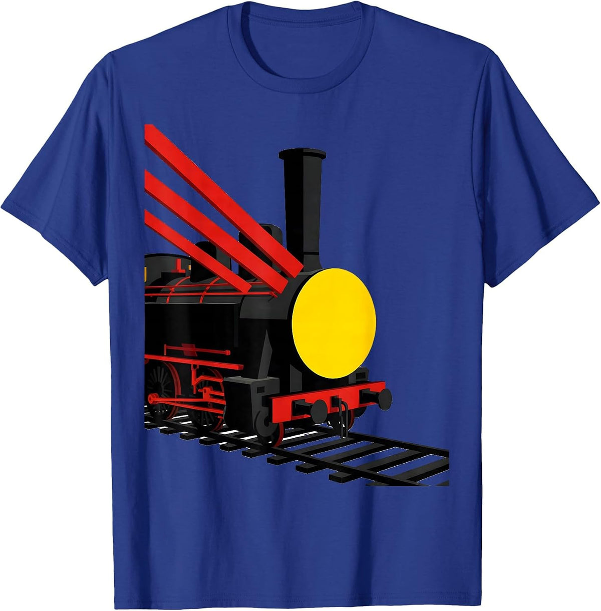 Angular Steam Locomotive Bauhaus Modernist Train Enthusiast T-Shirt - Royal Blue