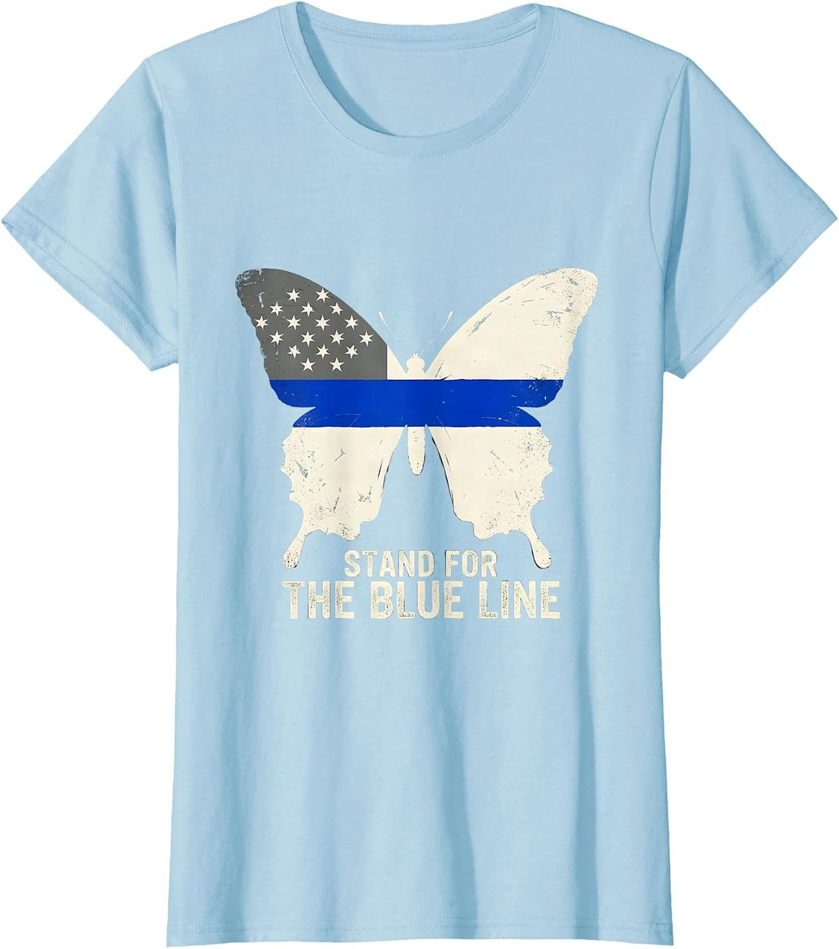Women's Stand For The Blue Line Thin Blue Line Police Support T-Shirt - Baby Blue