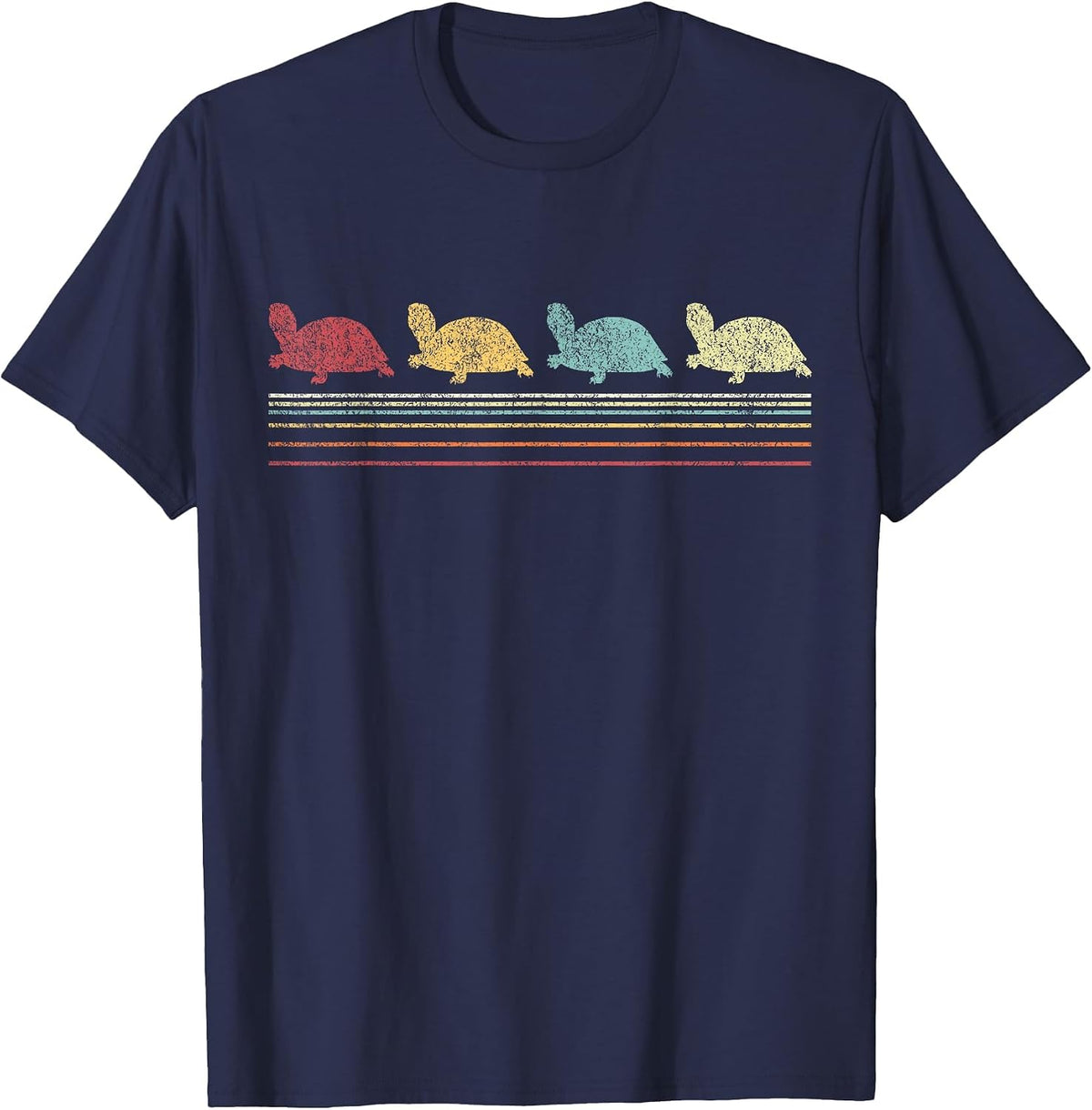 Vintage Tortoises Turtle Lover Funny Tortoise Retro T-Shirt - Navy Blue