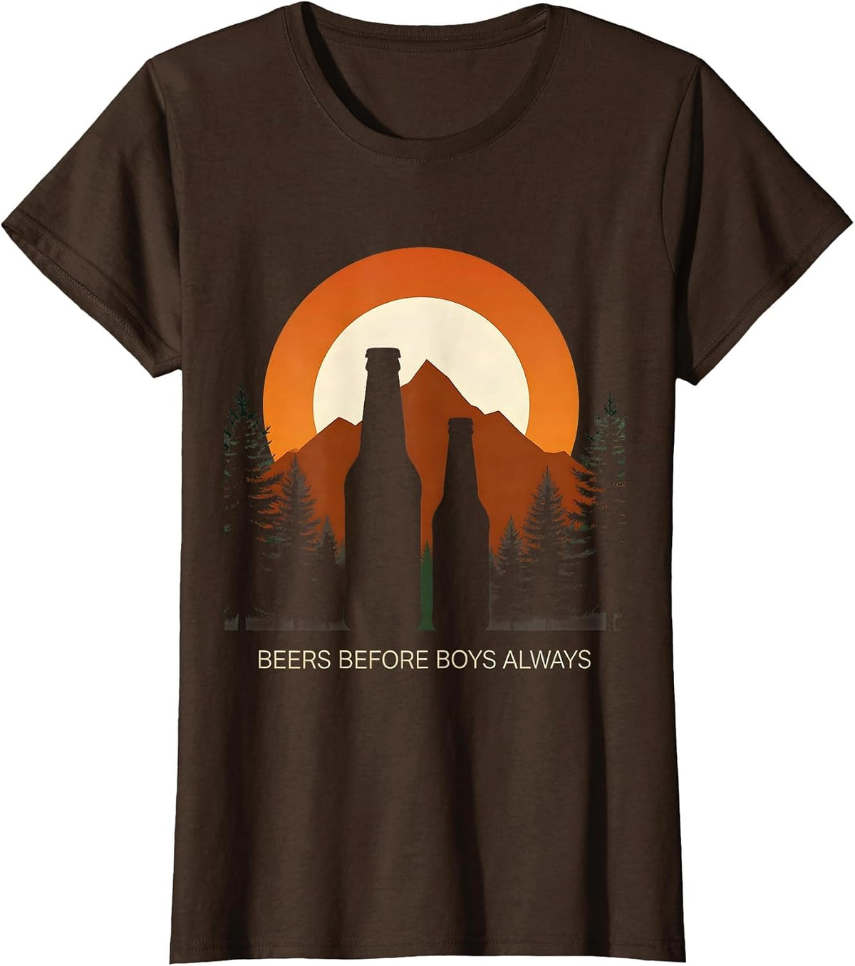 Women's Beers Before Boys Always Funny Beer Lover Design T-Shirt - Brown