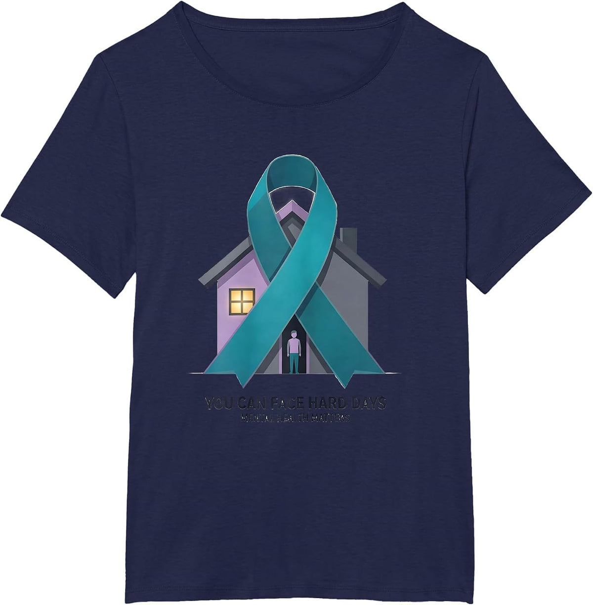 Women's You Can Face Hard Days Mental Health Matters T-Shirt - Navy Blue