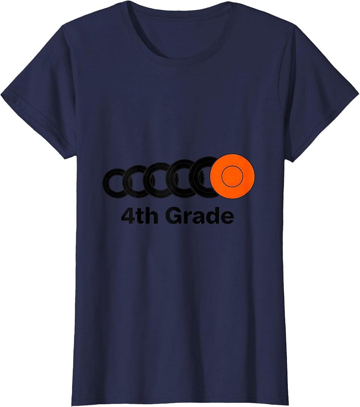 Women's Groovy 4th Grade Back To School First Day of Fourth Grade T-Shirt - Navy Blue