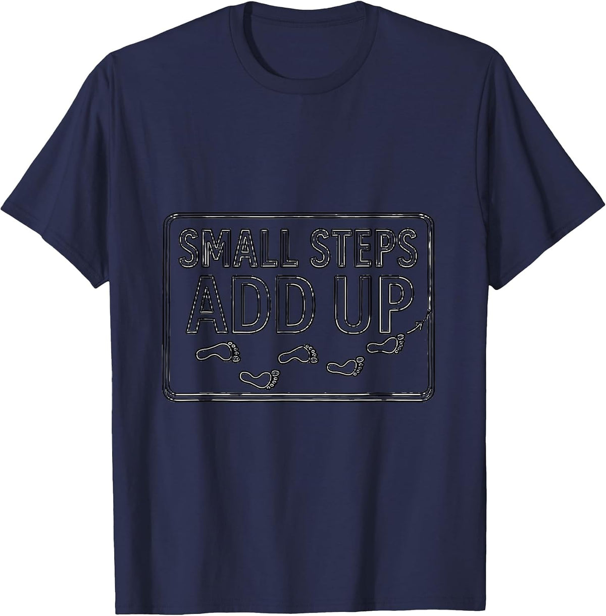 Men's Small Steps Add Up Line Art Occupational Therapy OT Month T-Shirt - Navy Blue