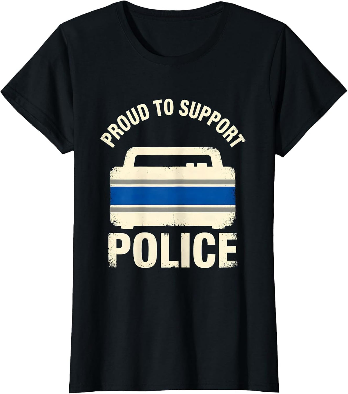 Proud To Support Police Thin Blue Line Back The Blue Law T-Shirt - Black