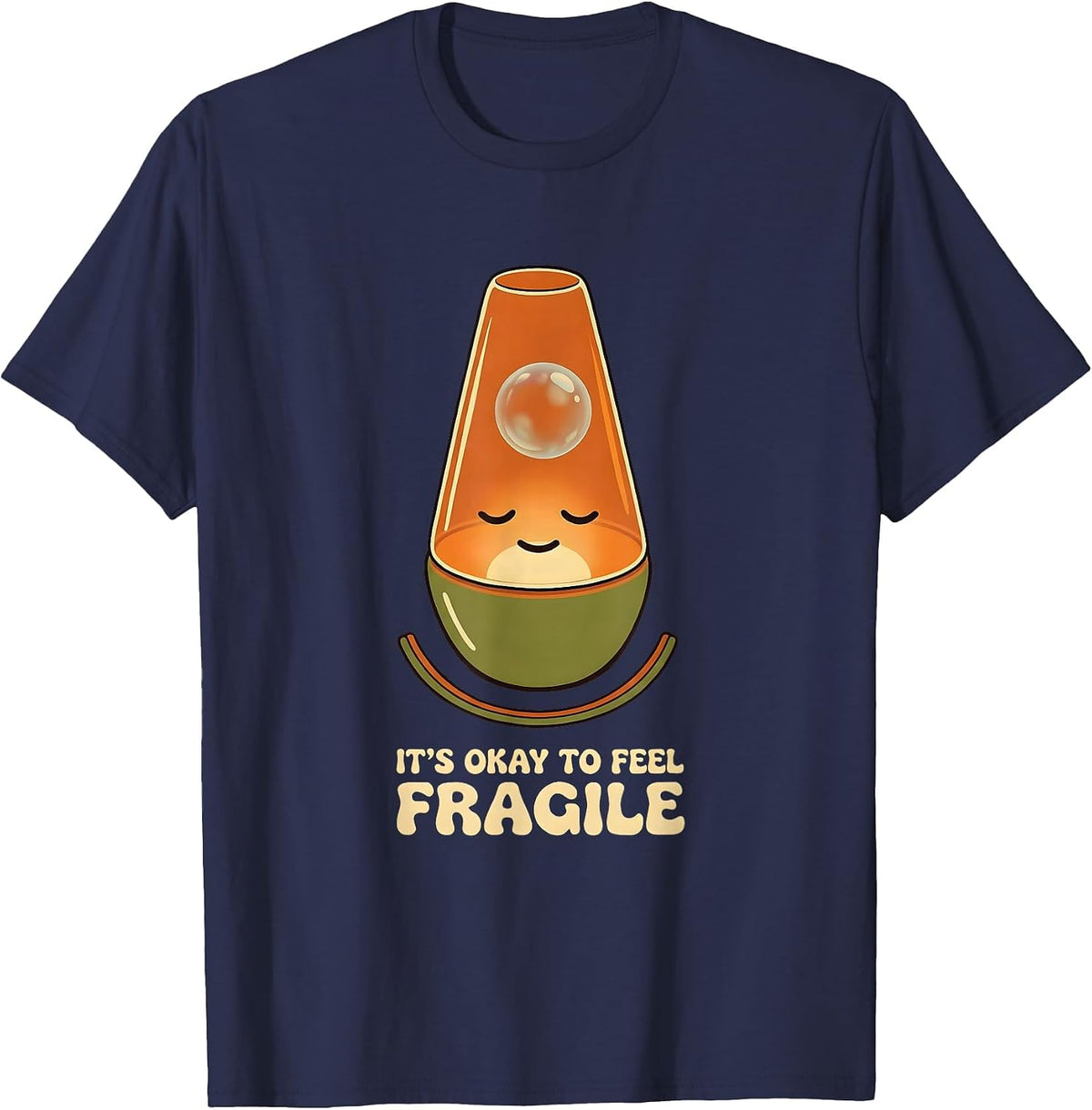 Men's It's Okay To Feel Fragile Retro Mental Health Awareness Gift T-Shirt - Navy Blue