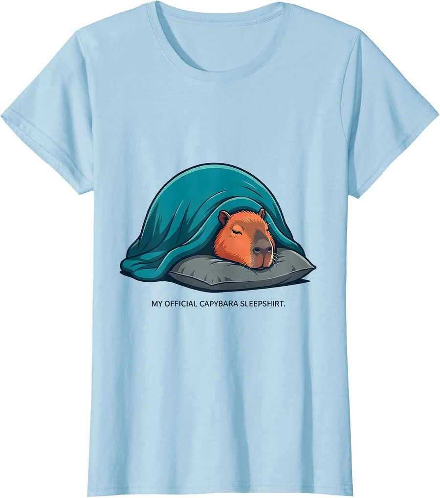 Women's My Official Capybara Sleepshirt Cute Animal Lover Lounge T-Shirt - Baby Blue