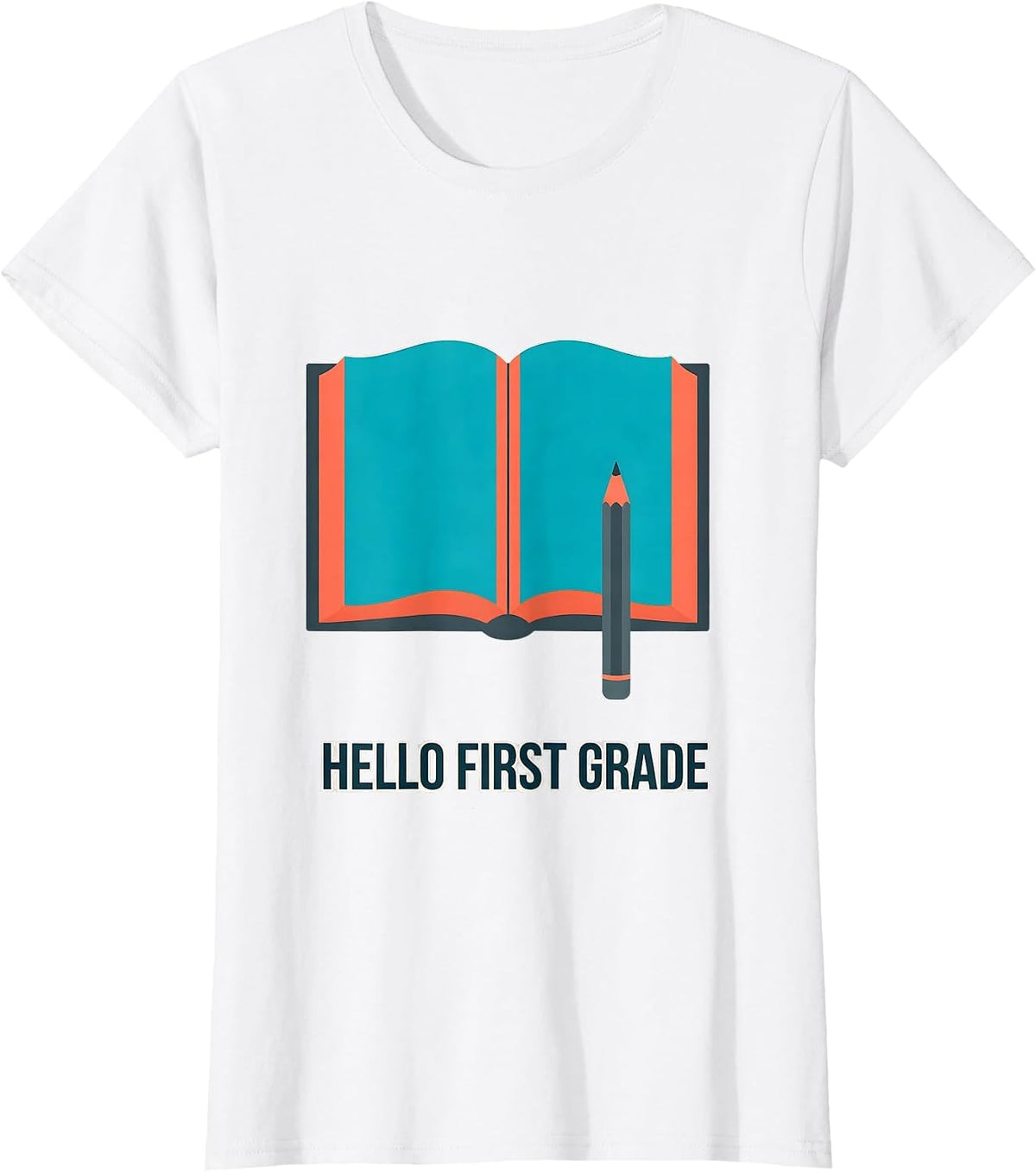 Hello First Grade Pastel Flat Vector Back To School Kids T-Shirt - White