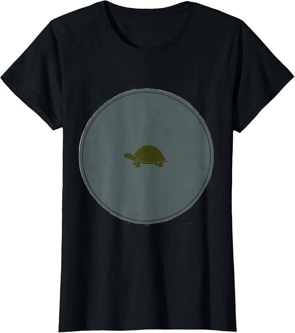 Circular Tortoise Silhouette Funny Turtle Lover Gift T-Shirt - Black