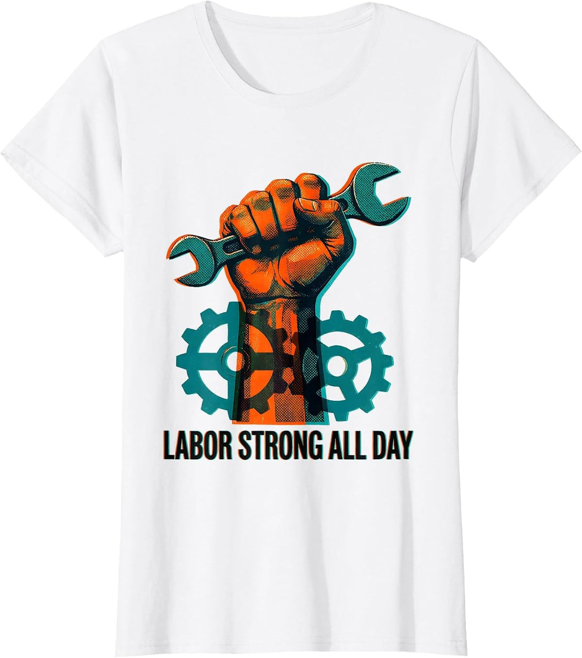Labor Strong All Day Labor Day Graphic Design T-Shirt - White