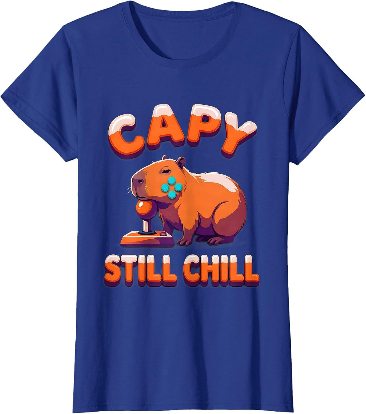 Women's Capy, Still Chill Funny Capybara Gaming Meme Youth T-Shirt - Royal Blue