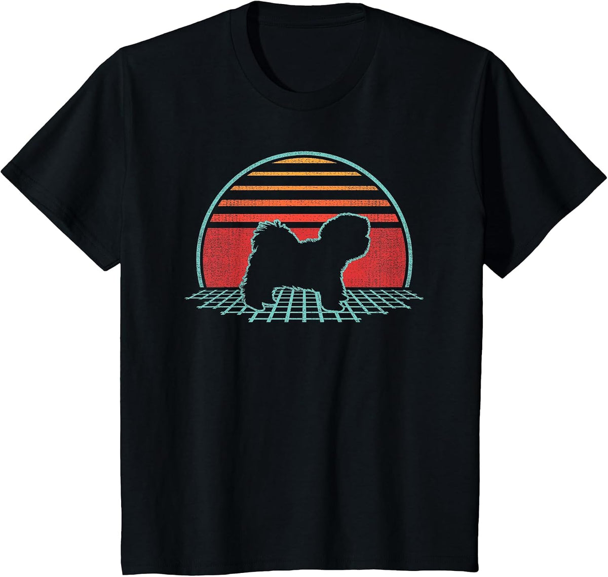 Havanese Lover Dog Owner Retro Vintage 80s Style T-Shirt - Black