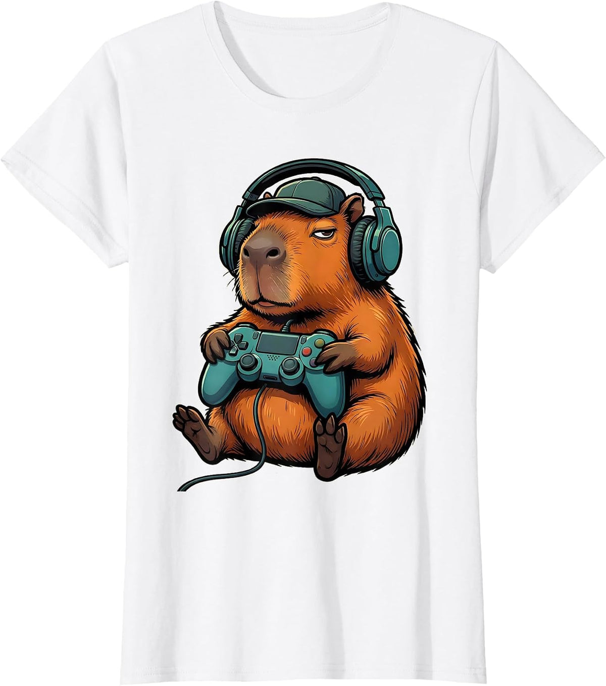 Women's Capybara Gamer Bruh Funny Meme Video Games T-Shirt - White