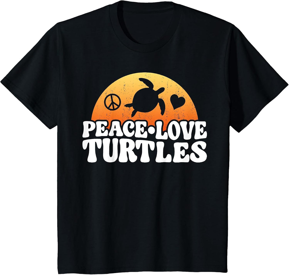 Sea Turtle Tortoise Peace Love Turtles T-Shirt - Black