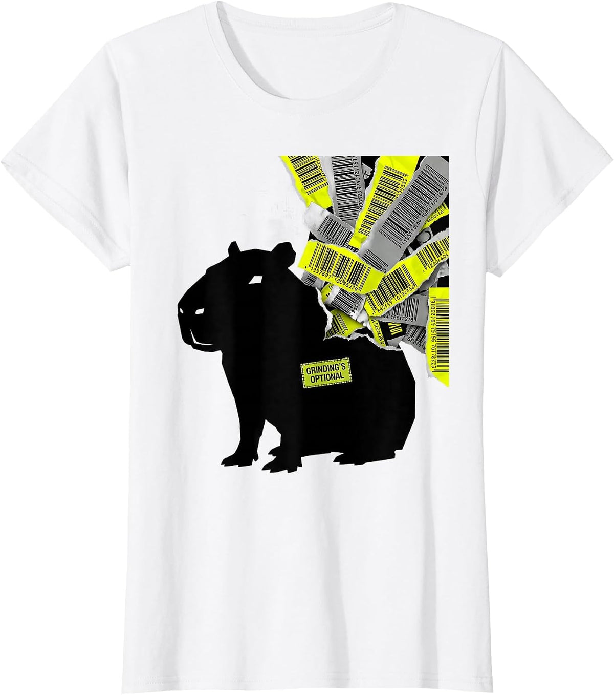 Grinding's Optional Funny Capybara Meme Gamer Humor T-Shirt - White