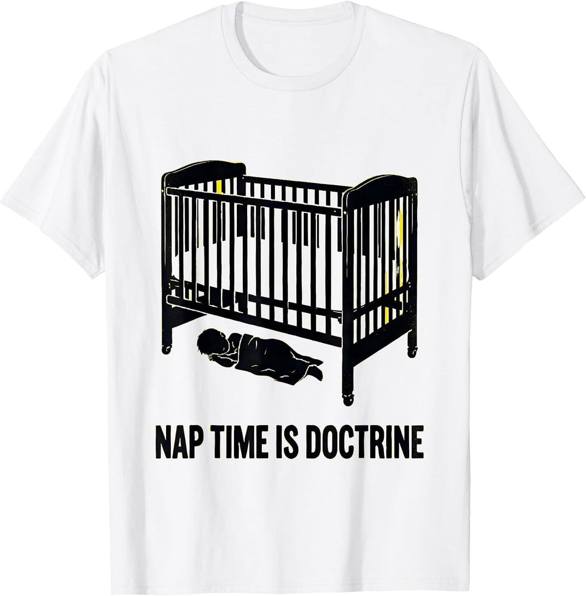 Men's Nap Time Is Doctrine Stencil Graphic Childcare Teacher T-Shirt - White