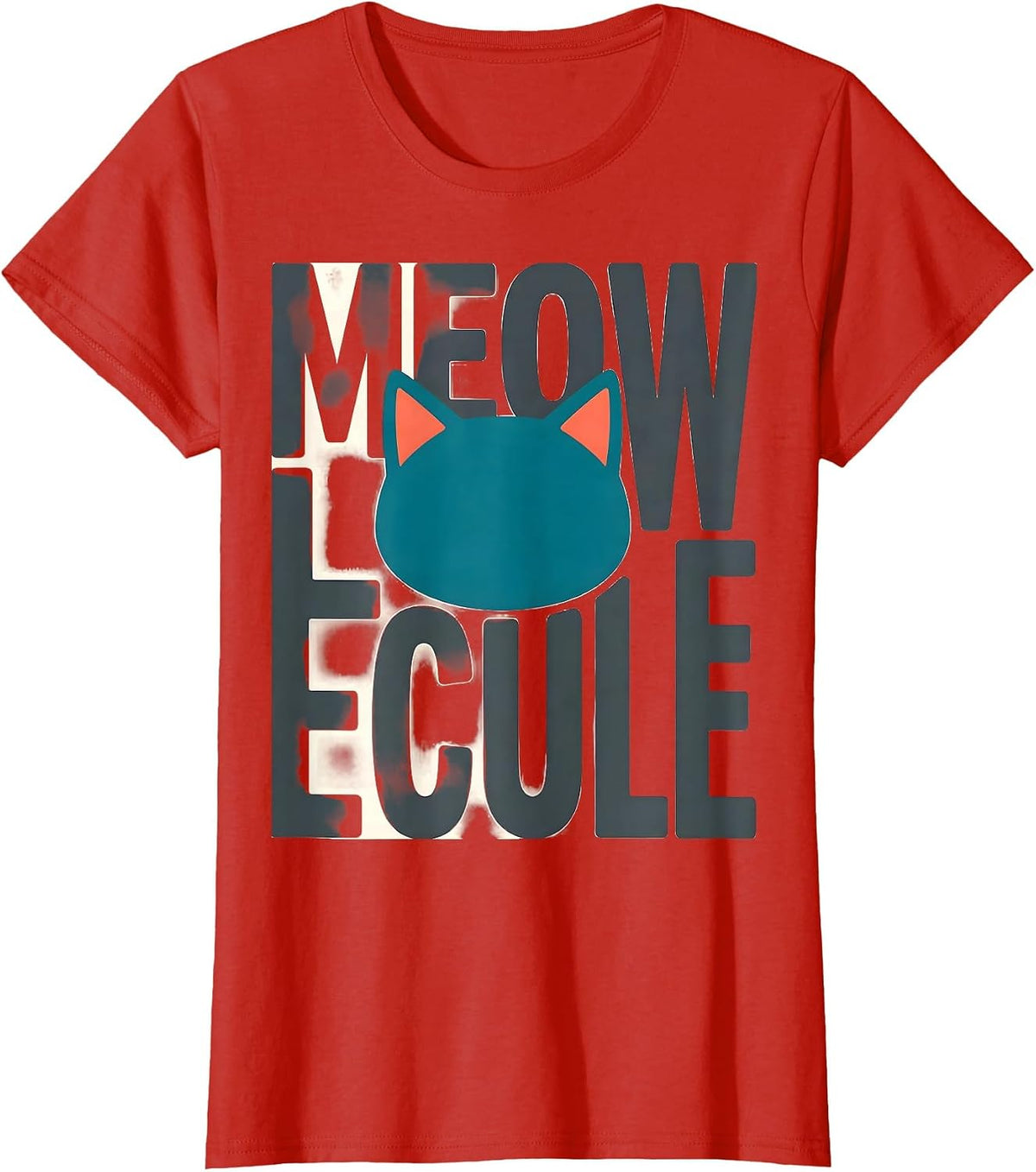 Women's Meowlecule Funny Science Cat Teacher Student Pun T-Shirt - Red