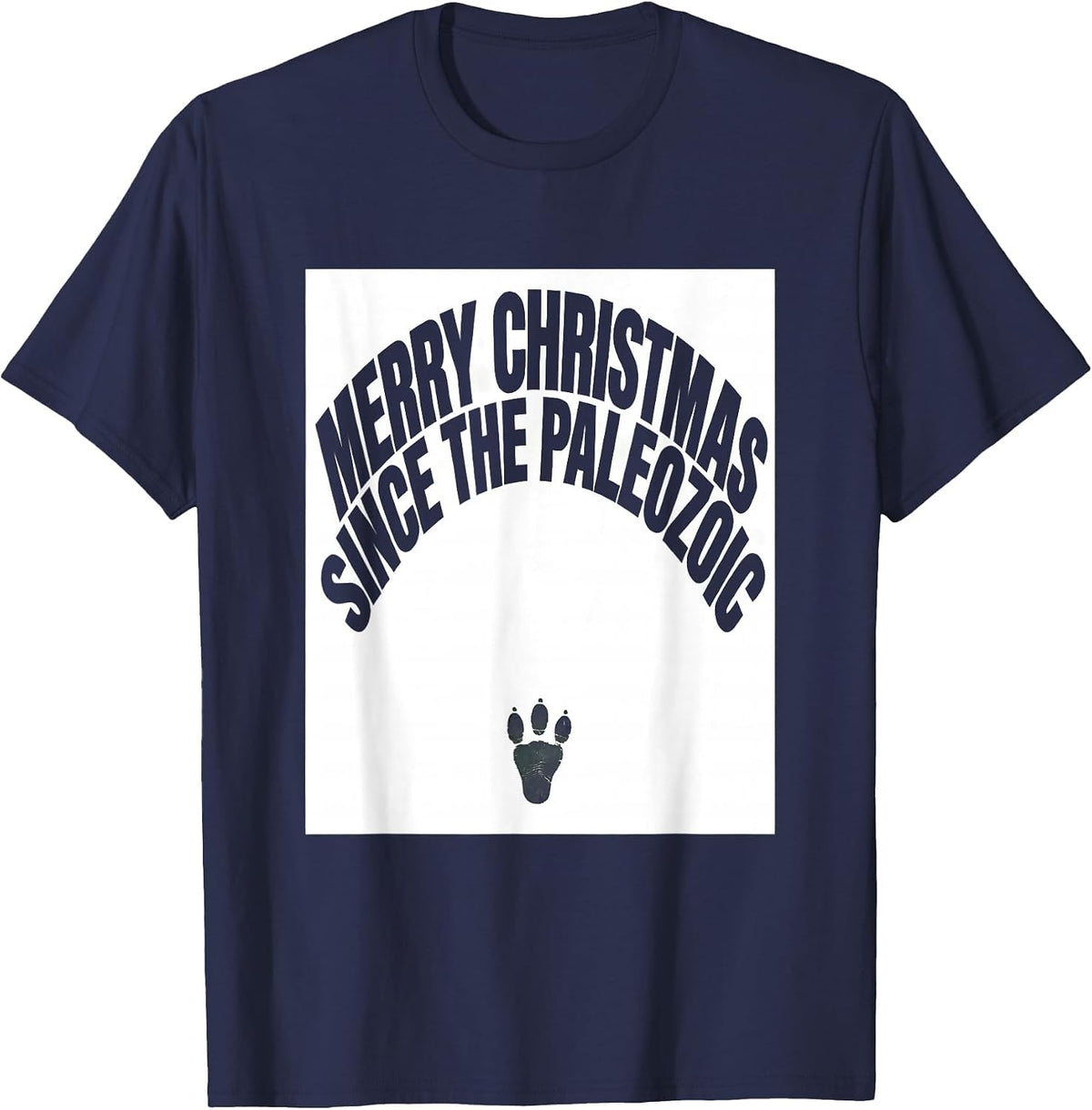 Men's Merry Christmas Since The Paleozoic Funny Dinosaur Lover T-Shirt - Navy Blue
