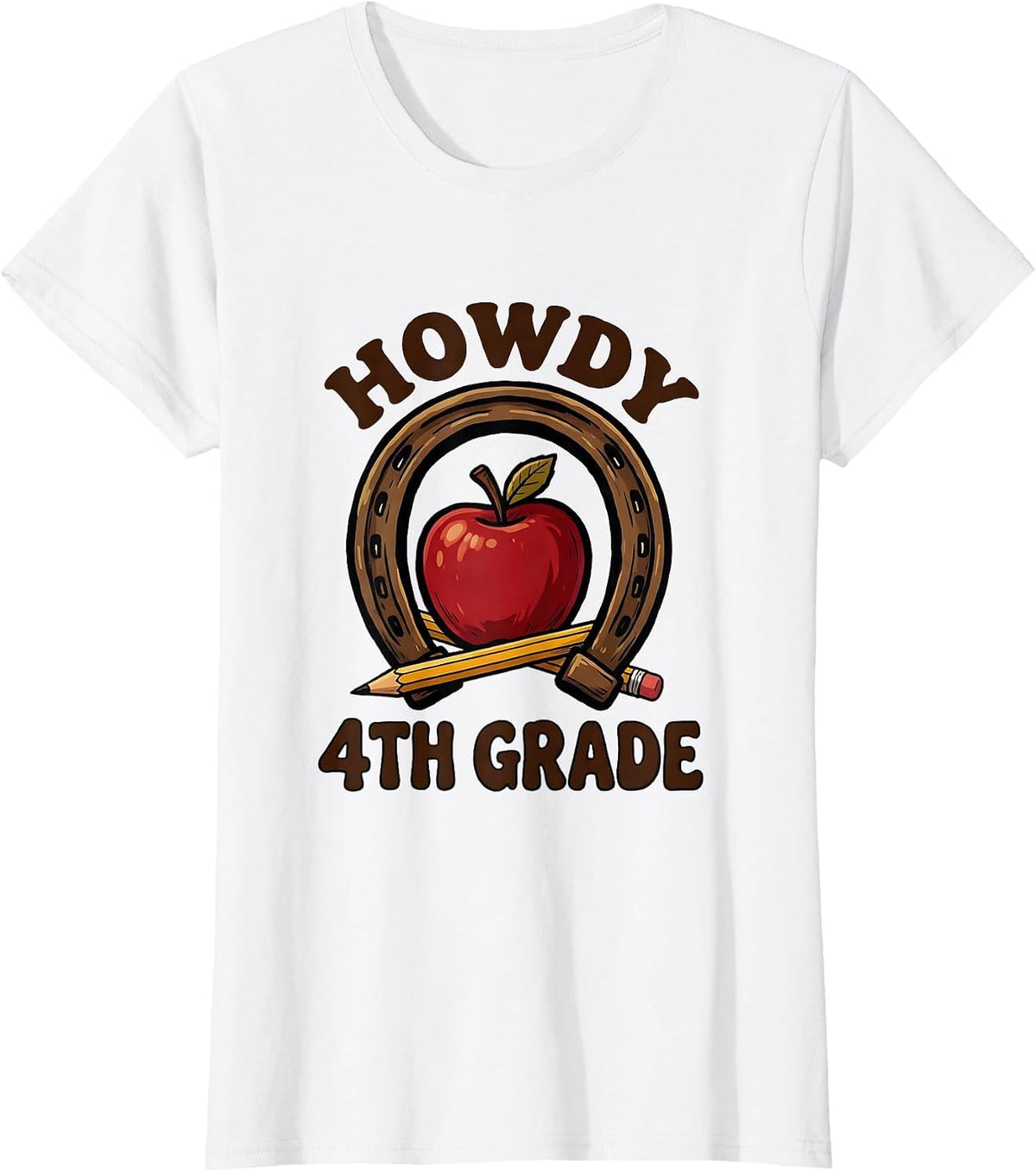 Howdy 4th Grade Western Cowgirl Teacher Back To School Humor T-Shirt - White