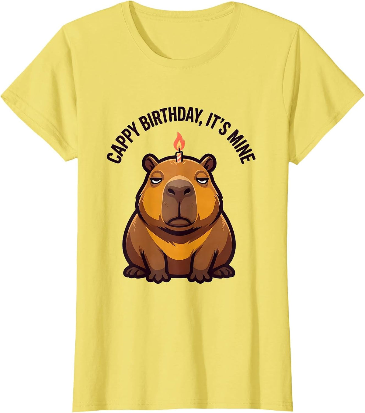 Cappy Birthday It's Mine Funny Capybara Meme Birthday Gift T-Shirt - Lemon Yellow