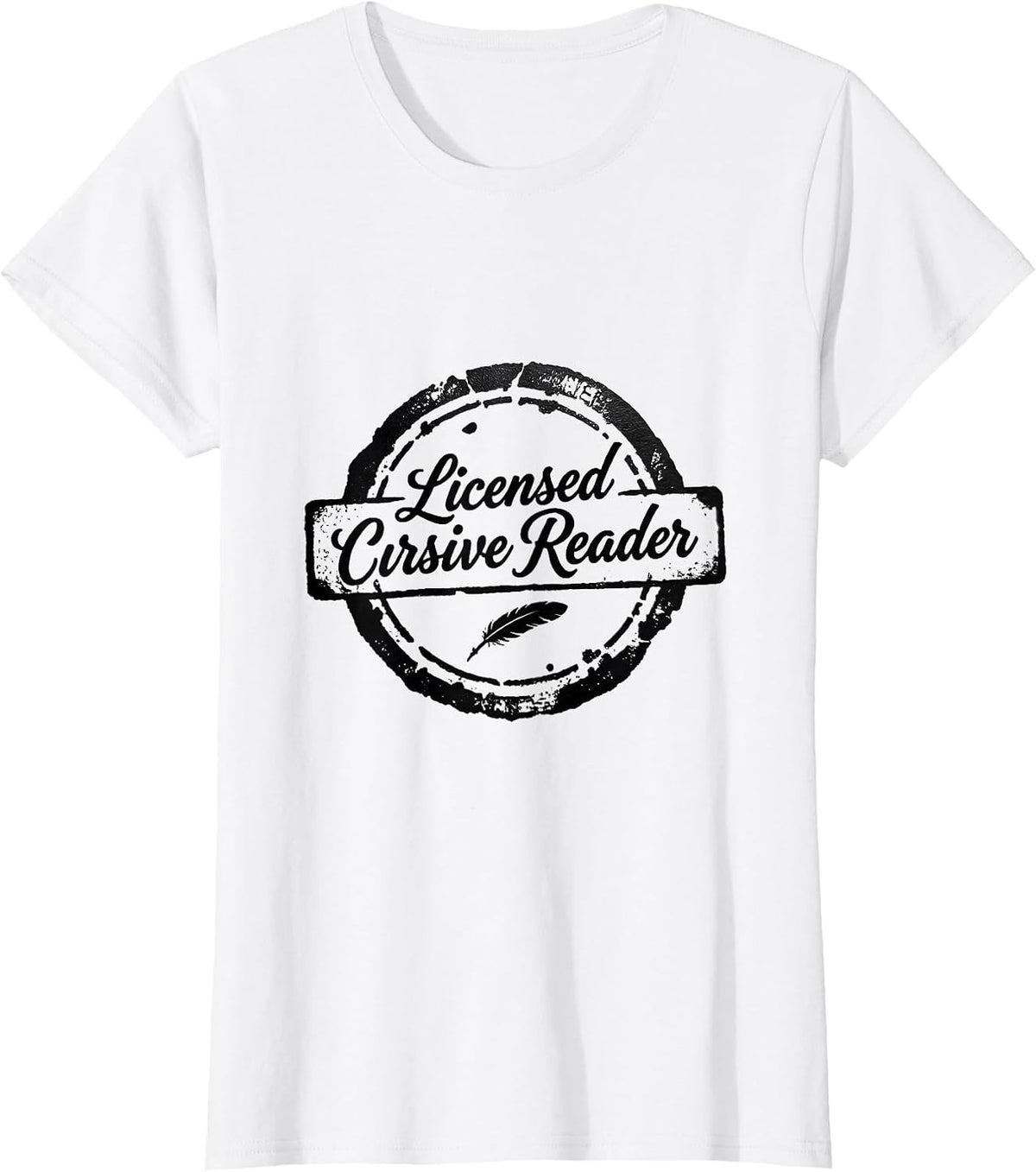 Women's Licensed Cursive Reader Funny English Teacher Cursive Humor T-Shirt - White