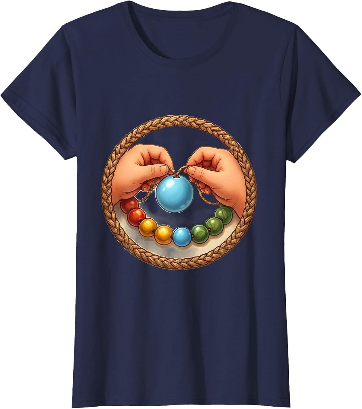 Women's Occupational Therapy Bead Threading Child Art T-Shirt - Navy Blue