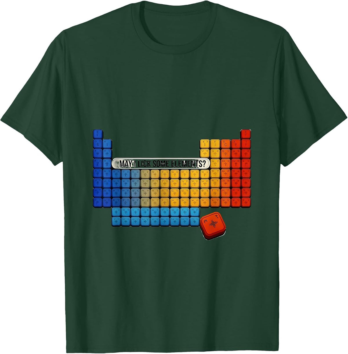 May I Lick Some Elements Funny Periodic Table Science T-Shirt - Dark Green