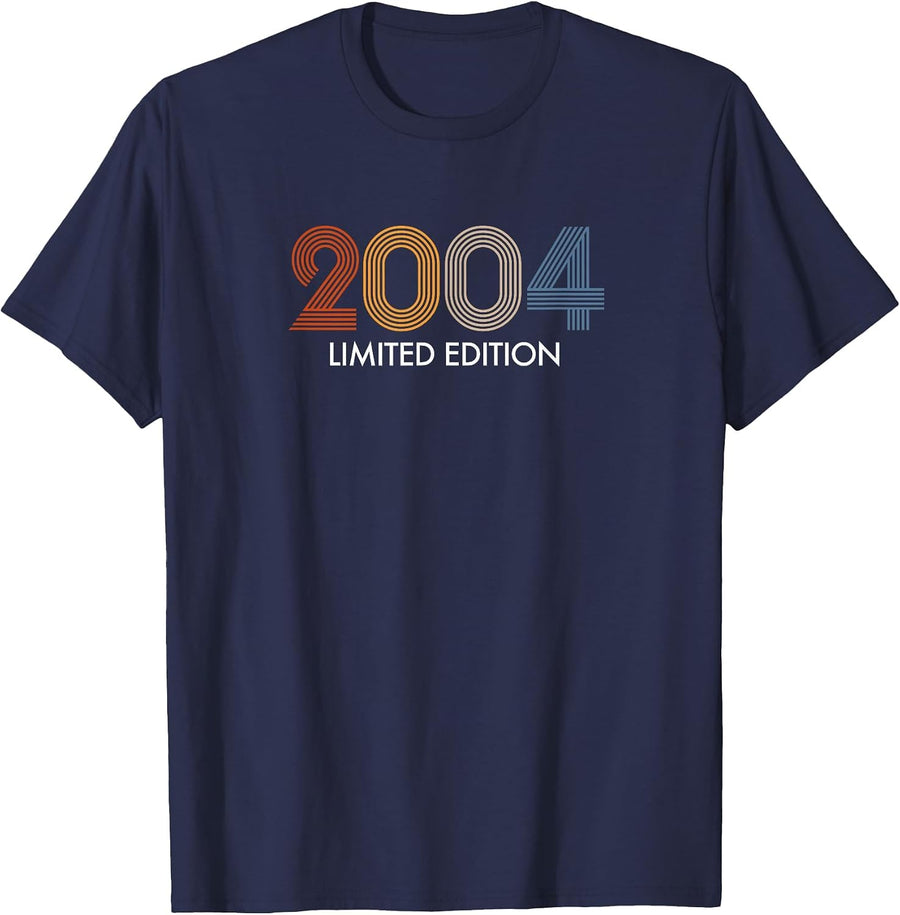 Retro 21 Years Vintage 2004 Limited Edition 21st Birthday T-Shirt - Navy Blue
