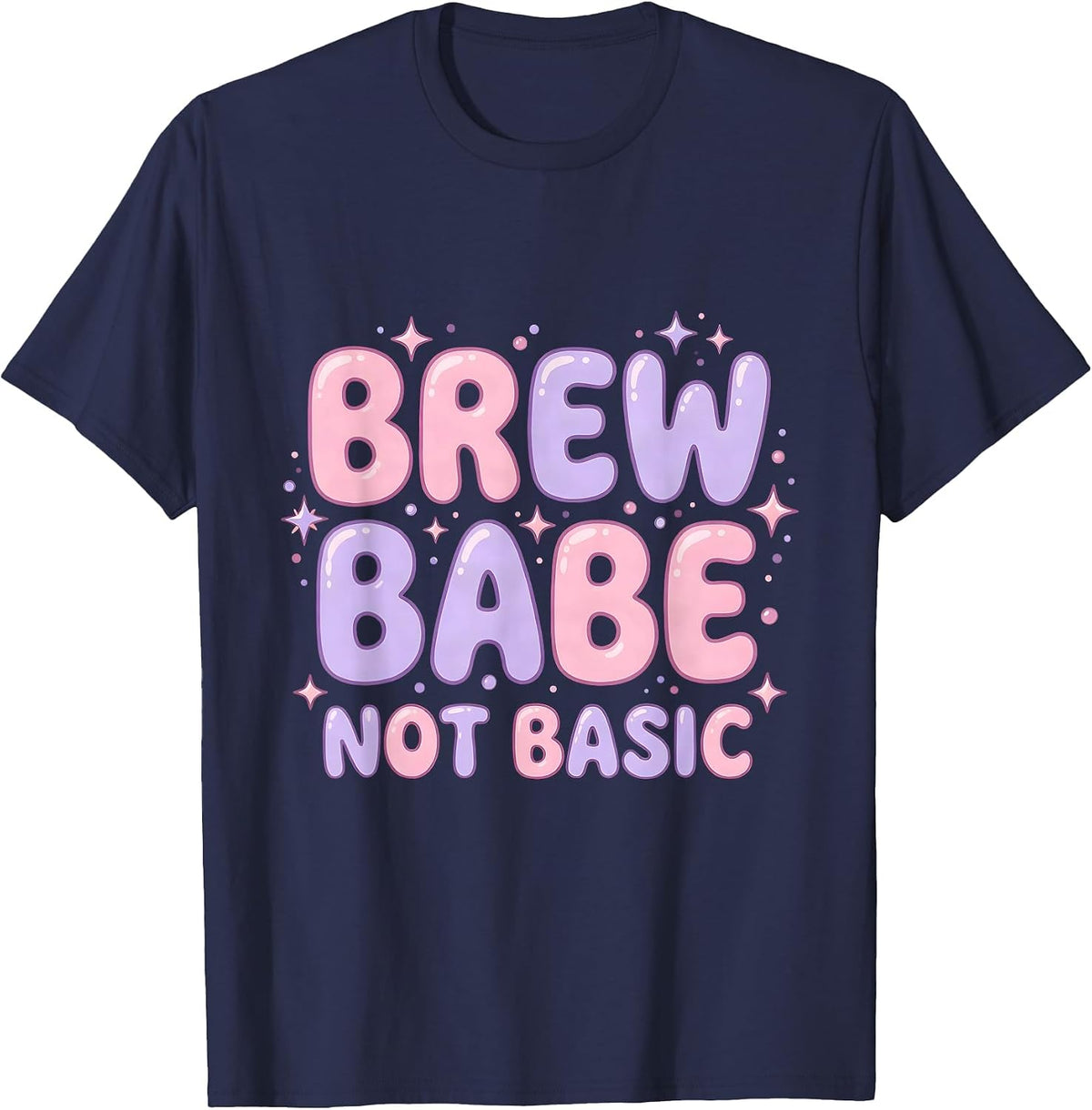 Men's Brew Babe Not Basic Beer Lover Design T-Shirt - Navy Blue