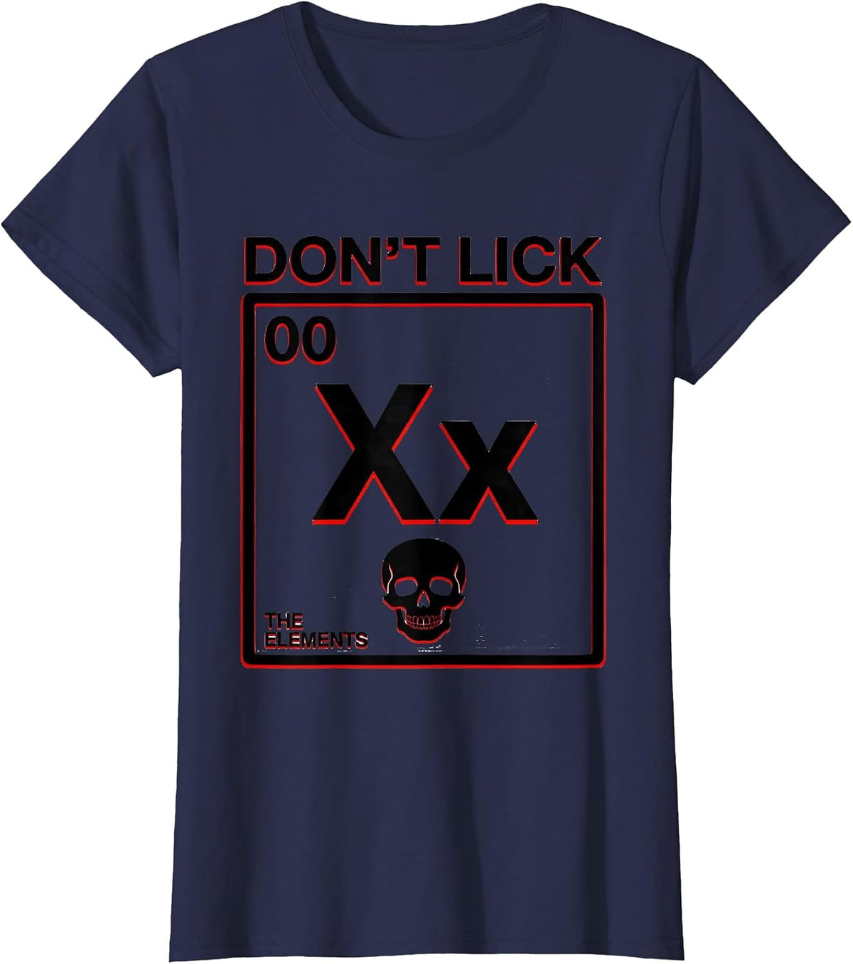 Women's Can I Lick It Periodic Table Science Design T-Shirt - Navy Blue
