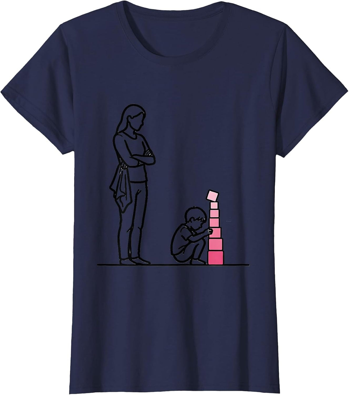 Women's Montessori Guide Teacher Method Pride Play Learning T-Shirt - Navy Blue