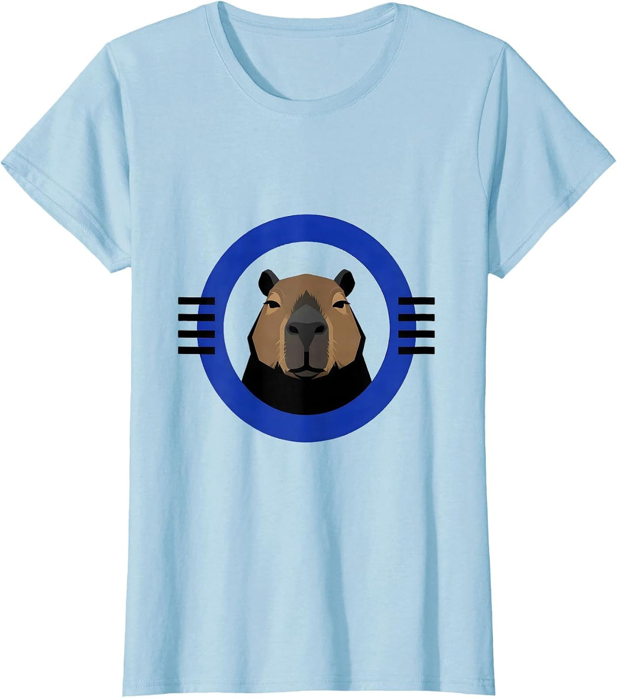Capybara Badge Funny Animal Humor Meme T-Shirt - Baby Blue