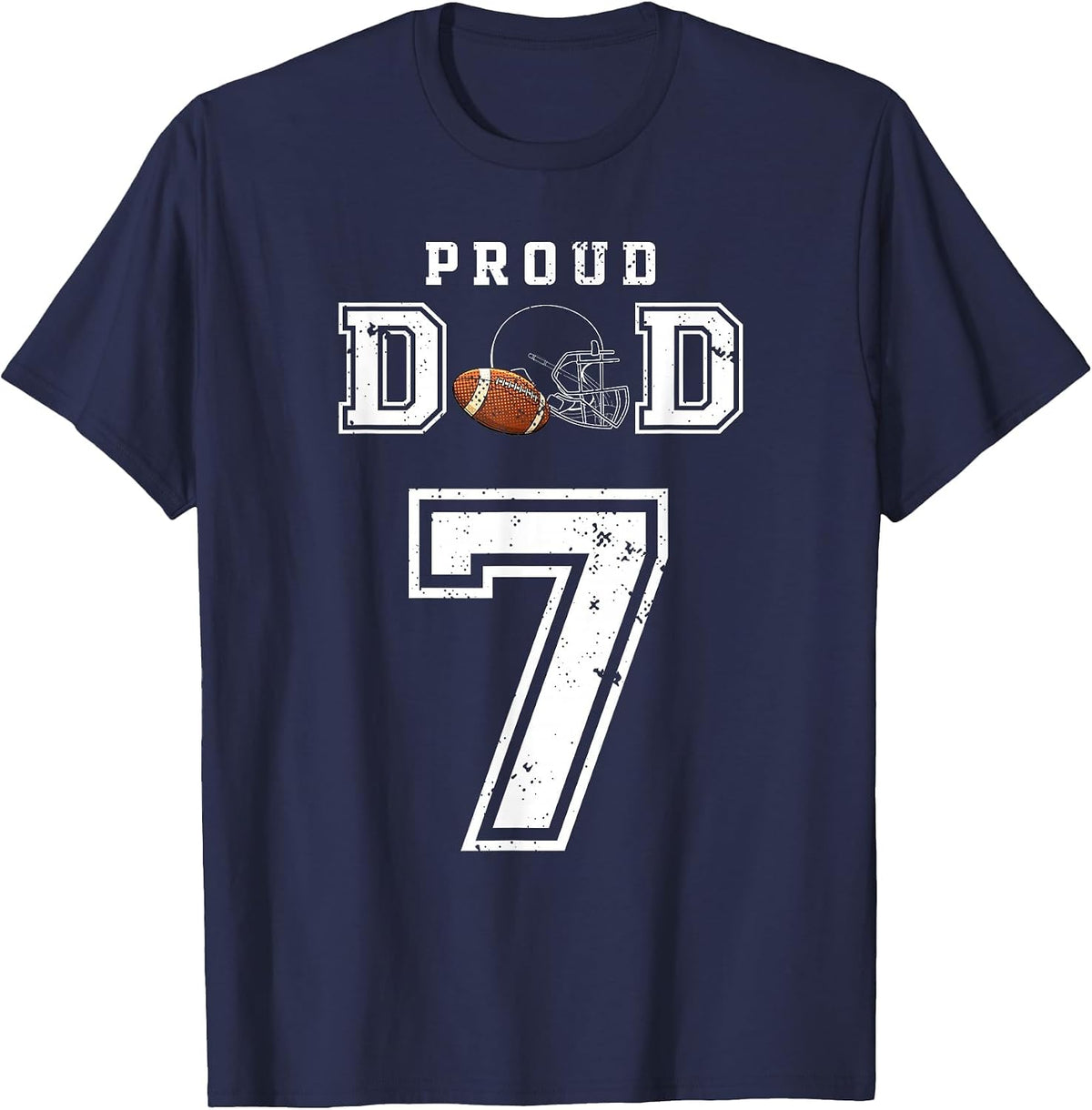 Custom Proud Football Dad Number 7 Personalized for Men T-Shirt - Navy Blue