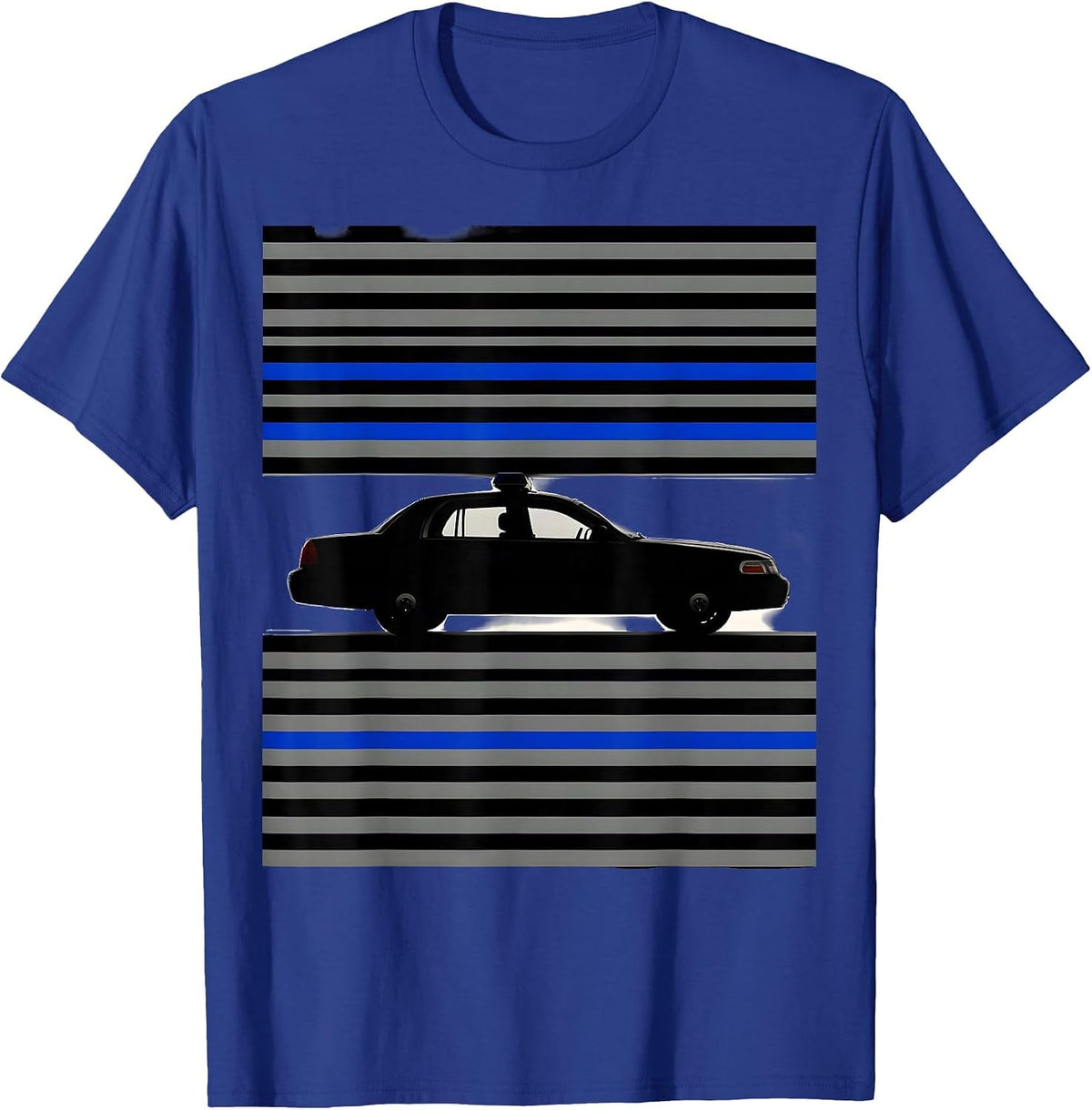 Men's Thin Blue Line Police Patrol Car Support Officer T-Shirt - Royal Blue