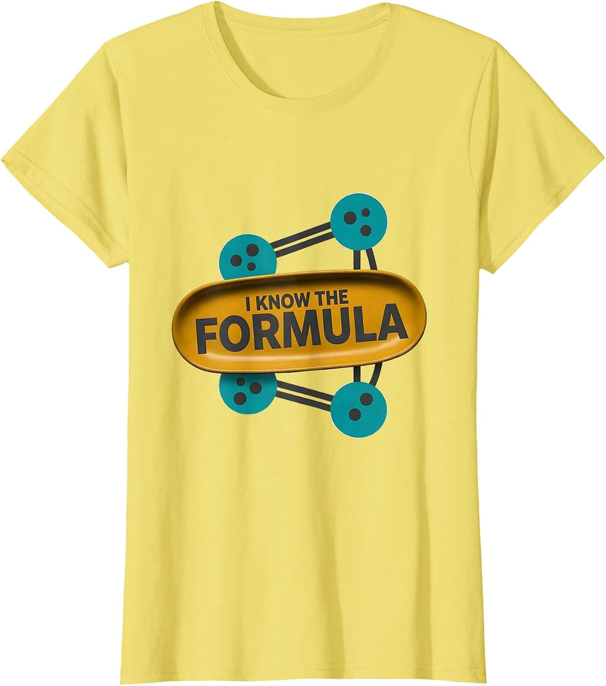I Know The Formula Midcentury Modern Chemistry Pun Science T-Shirt - Lemon Yellow