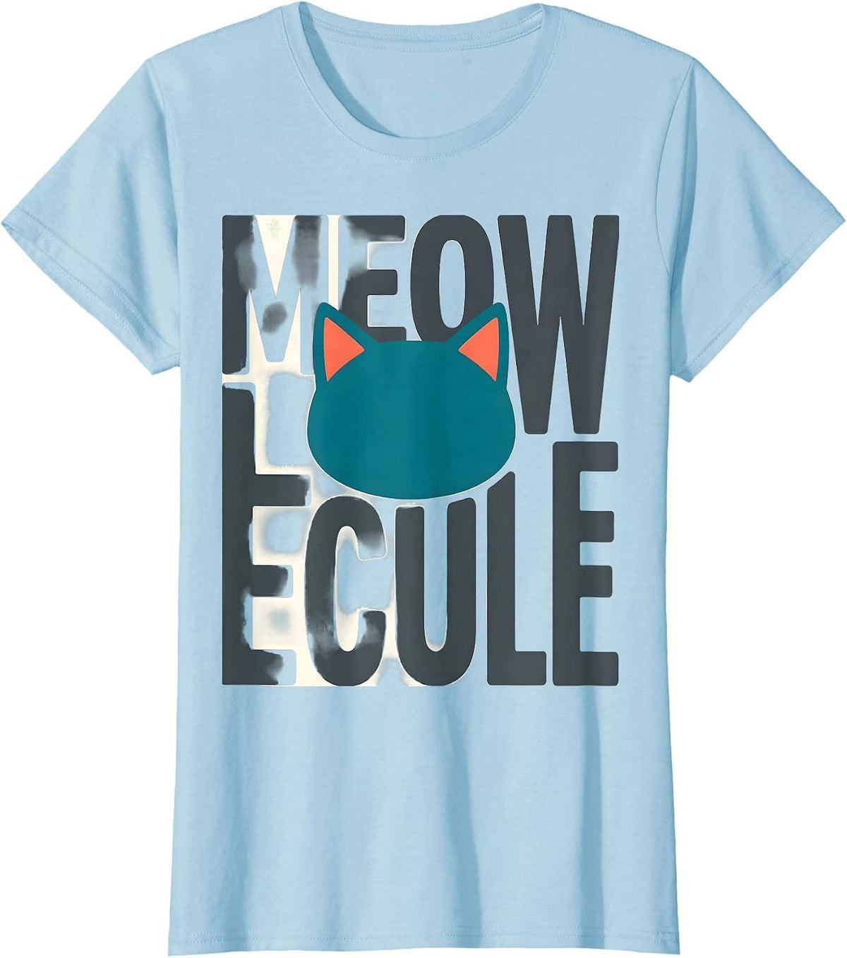Women's Meowlecule Funny Science Cat Teacher Student Pun T-Shirt - Baby Blue
