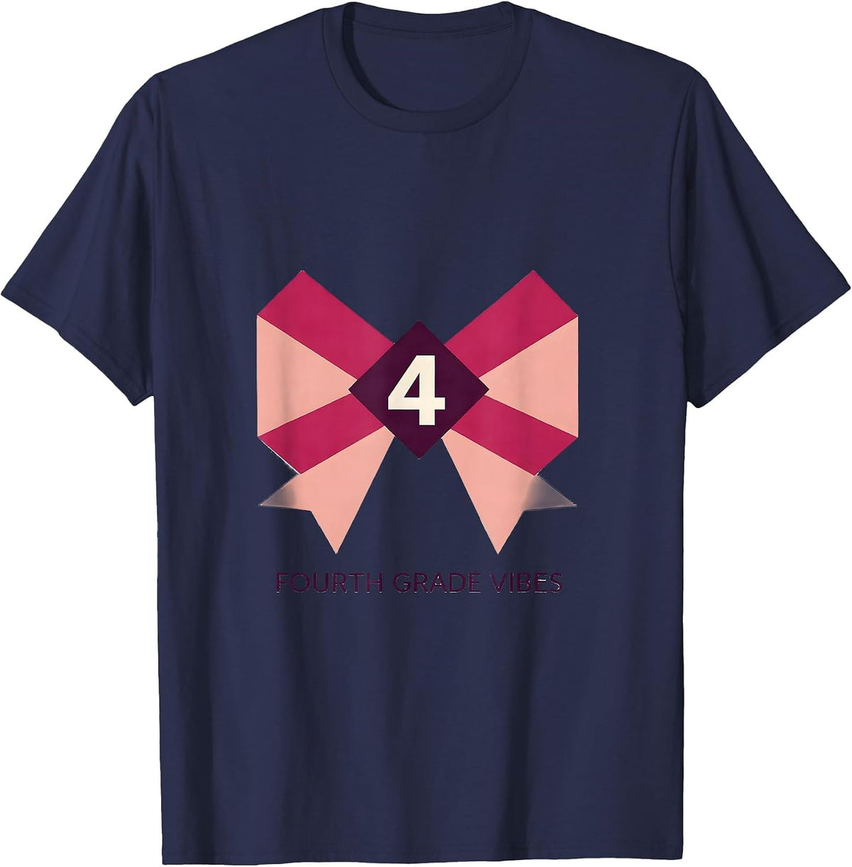Fourth Grade Vibes Coquette Bow Back to School Fourth Grade T-Shirt - Navy Blue