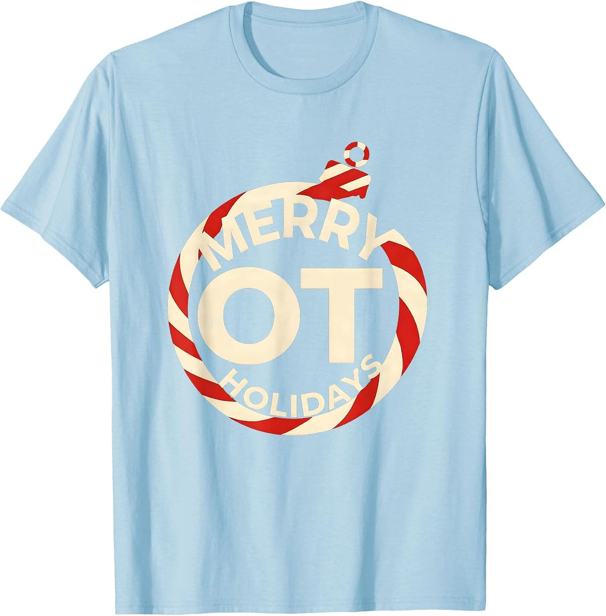Men's Merry OT Holidays Festive Occupational Therapy Christmas T-Shirt - Baby Blue