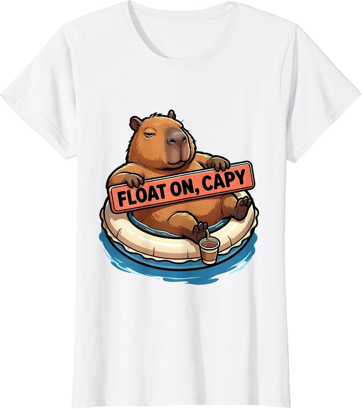 Float On Capy Funny Capybara Animal Meme Humor T-Shirt - White