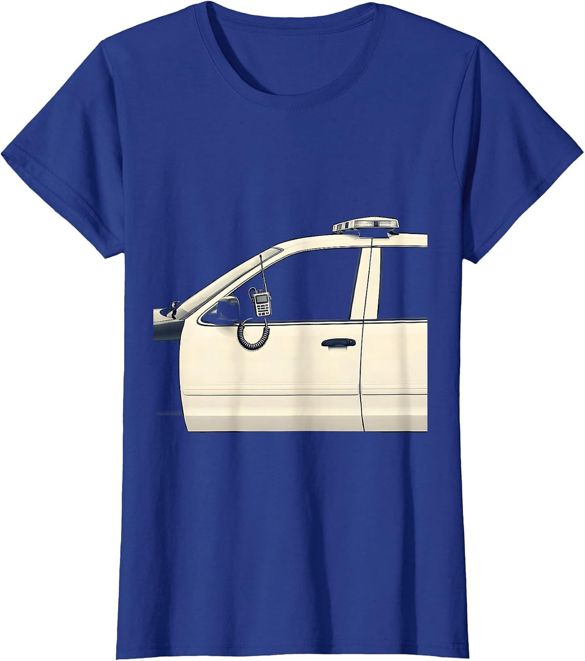 Women's Police Cruiser Silhouette Minimalist Law Enforcement T-Shirt - Royal Blue