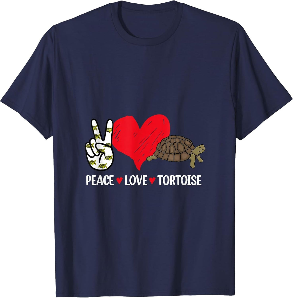 Peace Love Tortoise T-Shirt - Navy Blue
