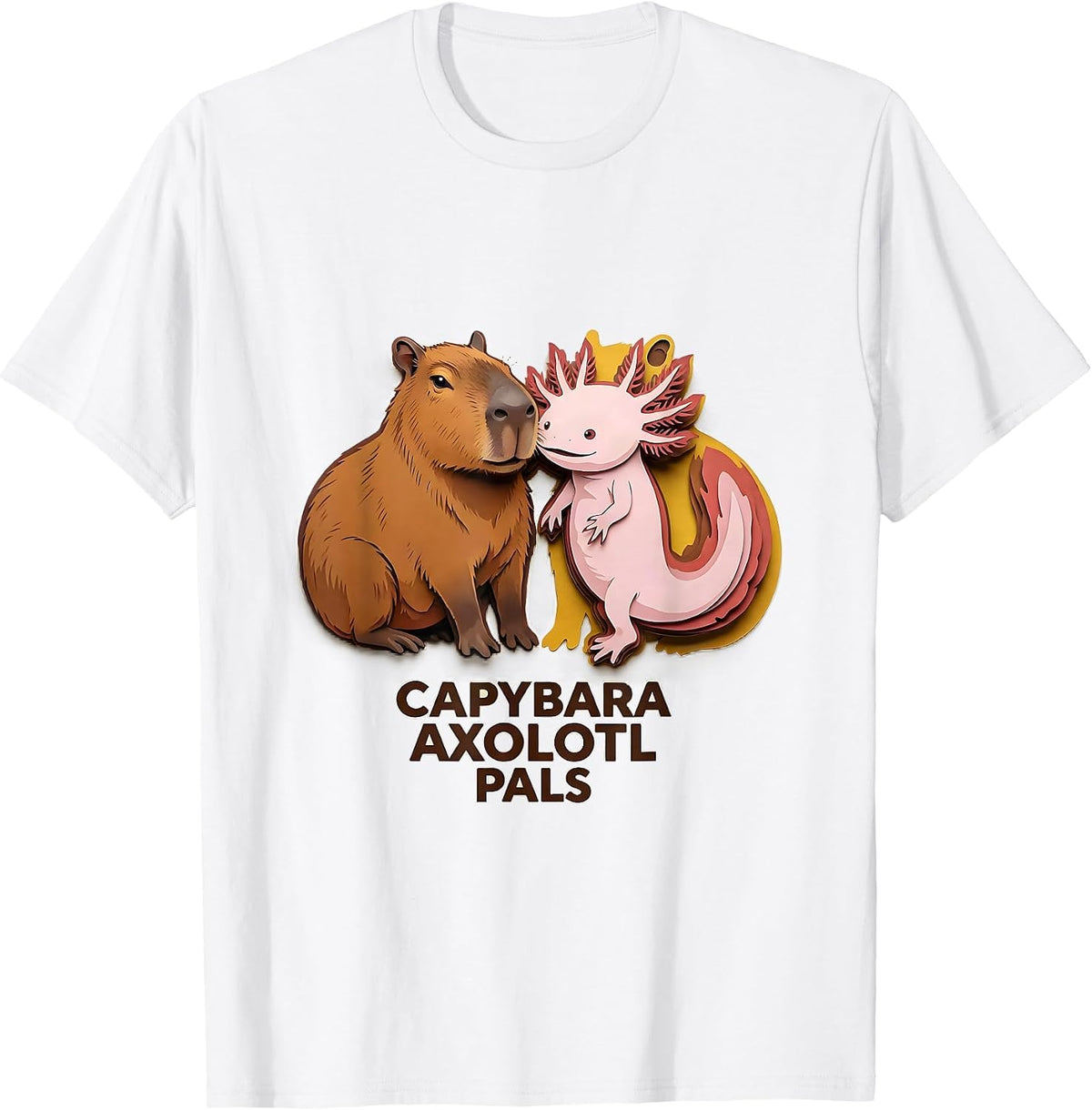 Men's Capybara Axolotl Pals Cute Kawaii Animal Lover Kids Gift T-Shirt - White