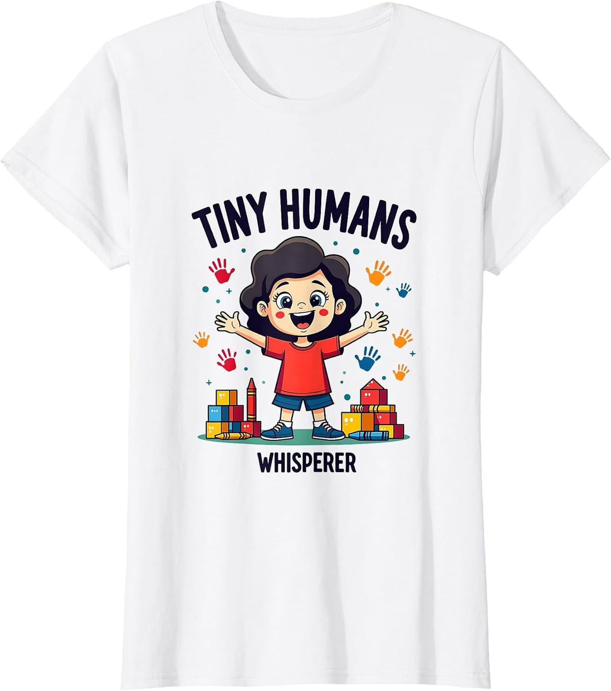 Tiny Humans Whisperer Daycare Teacher Design T-Shirt - White