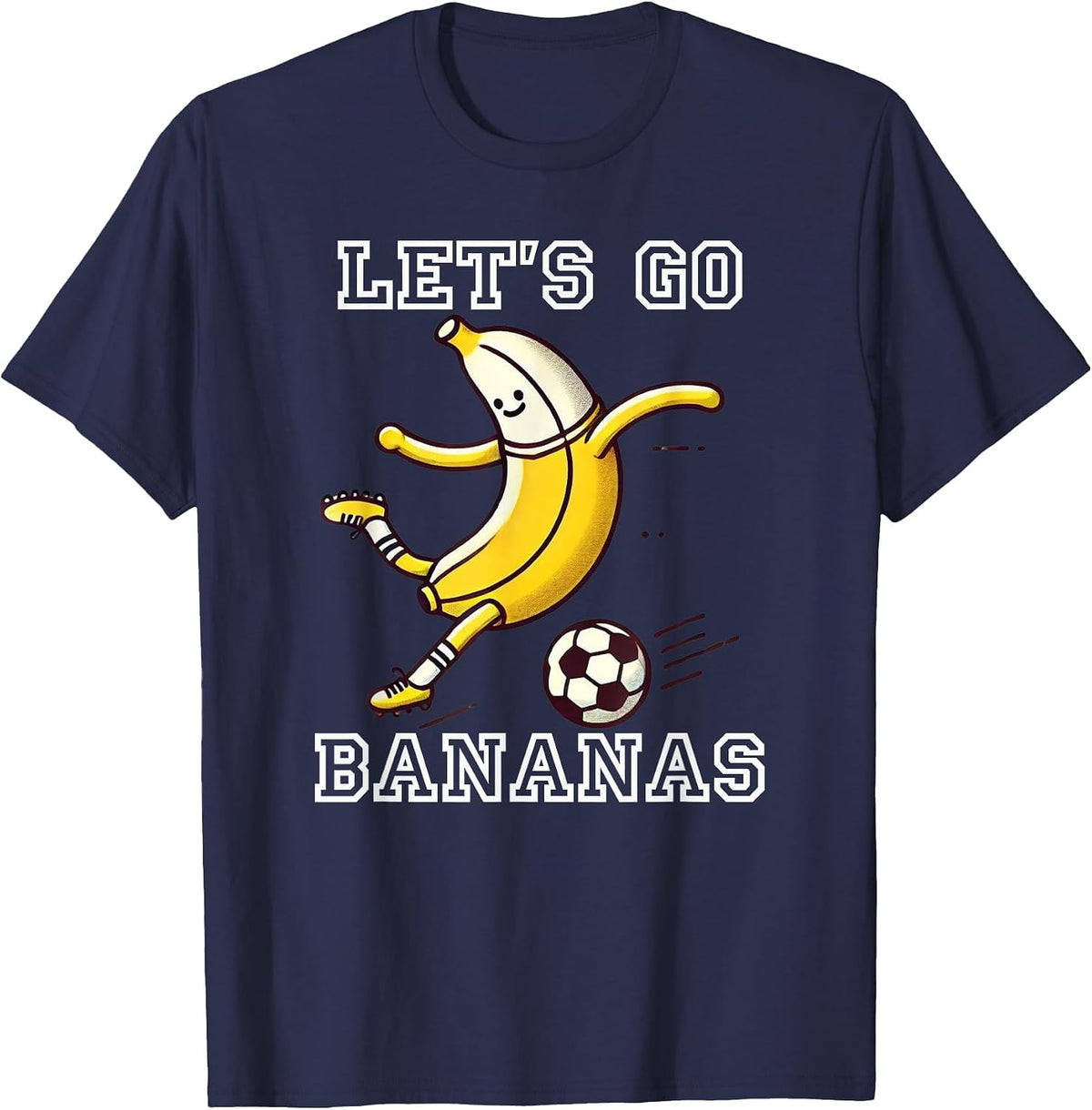 Let's Go Bananas Soccer Player Football Banana T-Shirt - Navy Blue