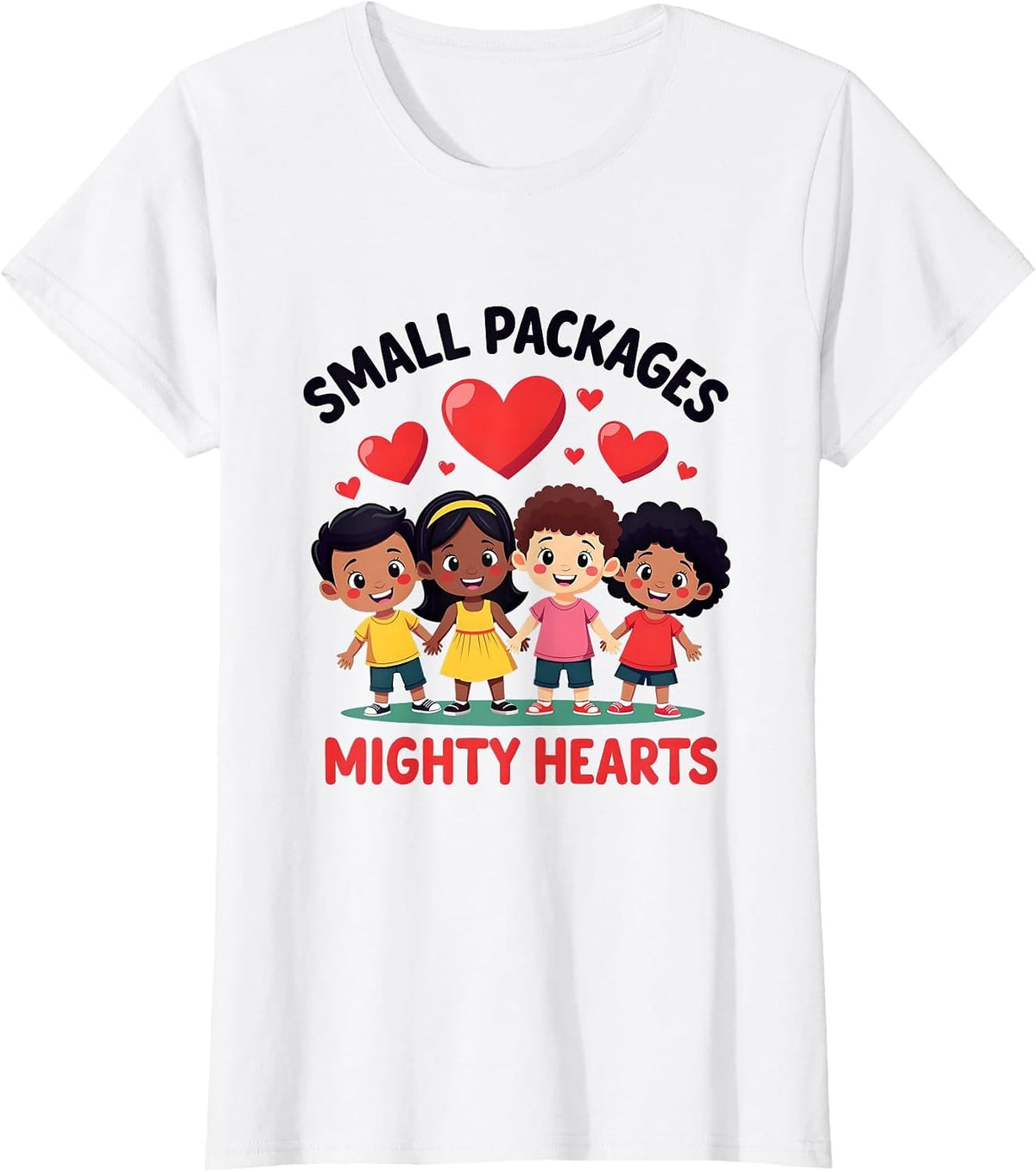 Small Packages Mighty Hearts Daycare Teacher T-Shirt - White