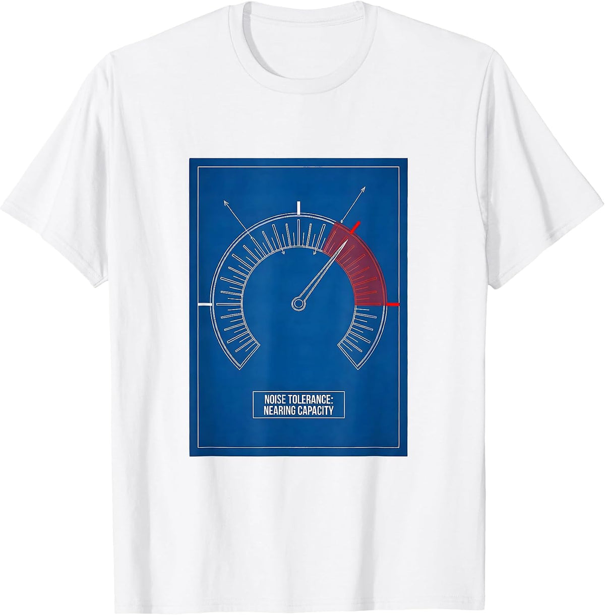 Men's Noise Tolerance Nearing Capacity Funny Teacher Sarcastic T-Shirt - White